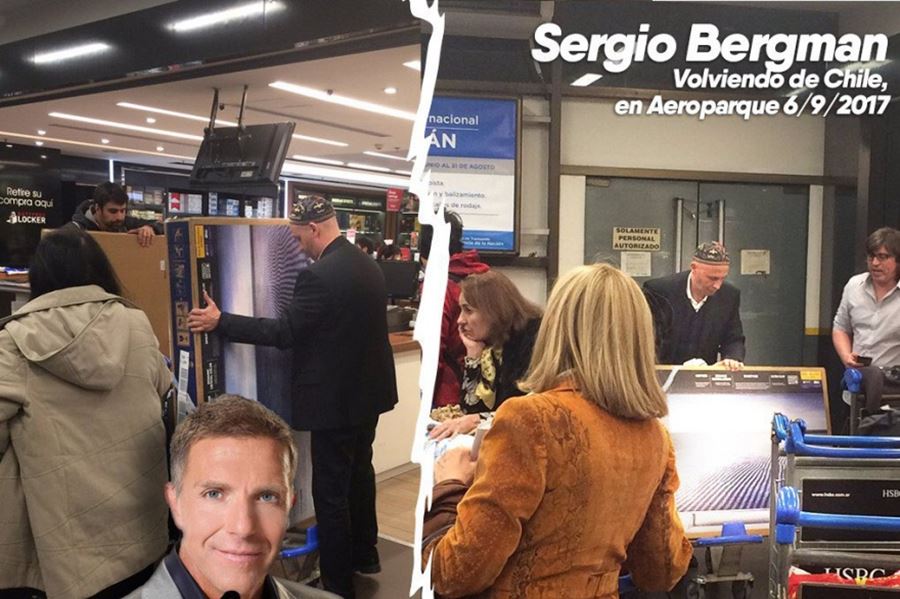 El ministro Bergman entrando dos televisores desde Chile disparó los más desopilantes mensajes en Twitter