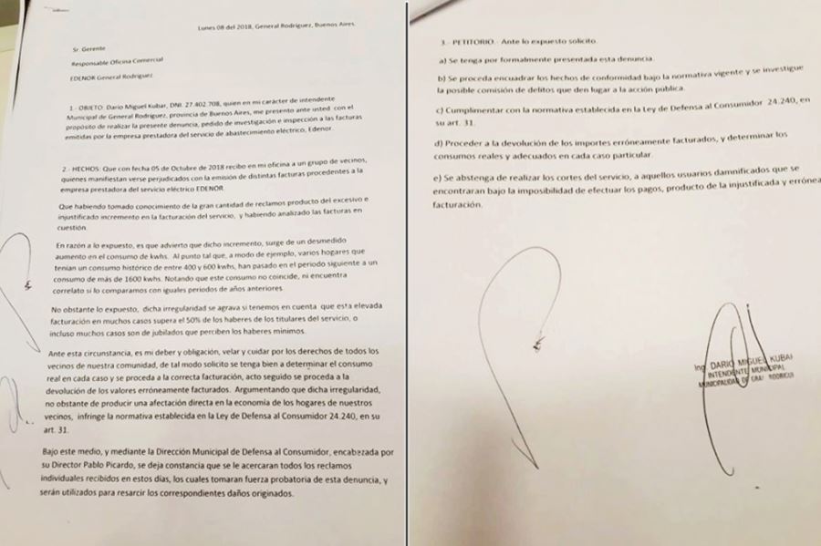 El intendente de Cambiemos que realizó personalmente la denuncia en Edenor ante los errores de facturación