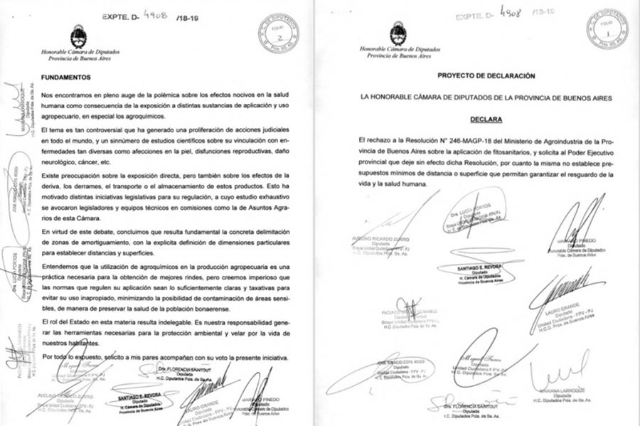 Pinedo irá a la Justicia para exigir que se revierta la resolución que regula las zonas de fumigación