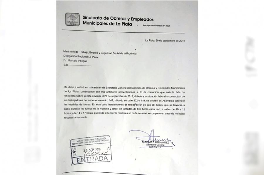 Municipales de la línea 147 exigen el llamado a paritarias y el pase a planta