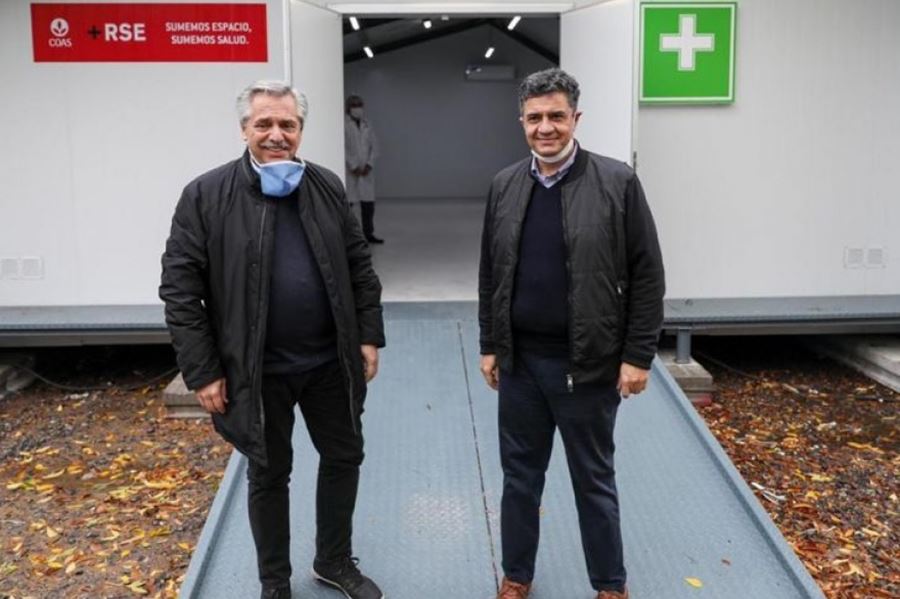 Alberto Fernández y Jorge Macri recorrieron un Hospital de campaña: "Este desafío nos impone trabajar unidos"