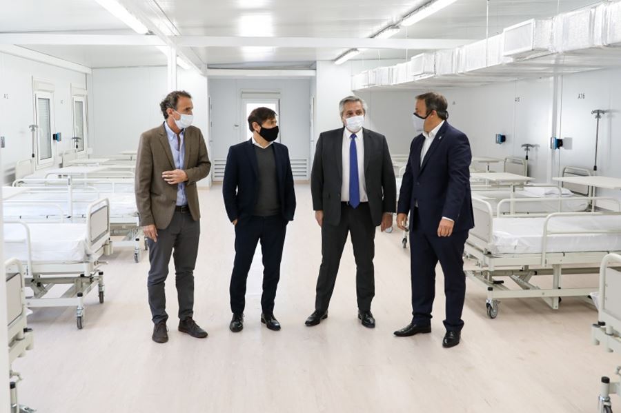 Kicillof acompañó al presidente en su visita al nuevo Hospital Modular de Almirante Brown