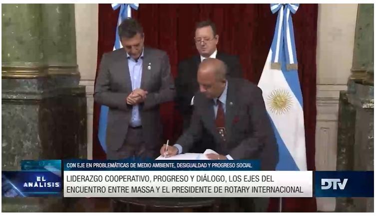 Progreso y diálogo: Massa se reunió con el presidente del Rotary Internacional