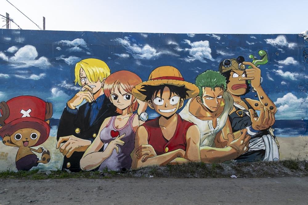 Más murales en Brown: homenaje a Charly García, Cerati y un clásico del Animé