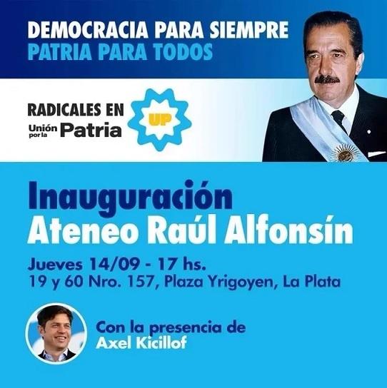 Kicillof inaugura un local con el nombre de Alfonsín y desde la UCR le pegaron duro