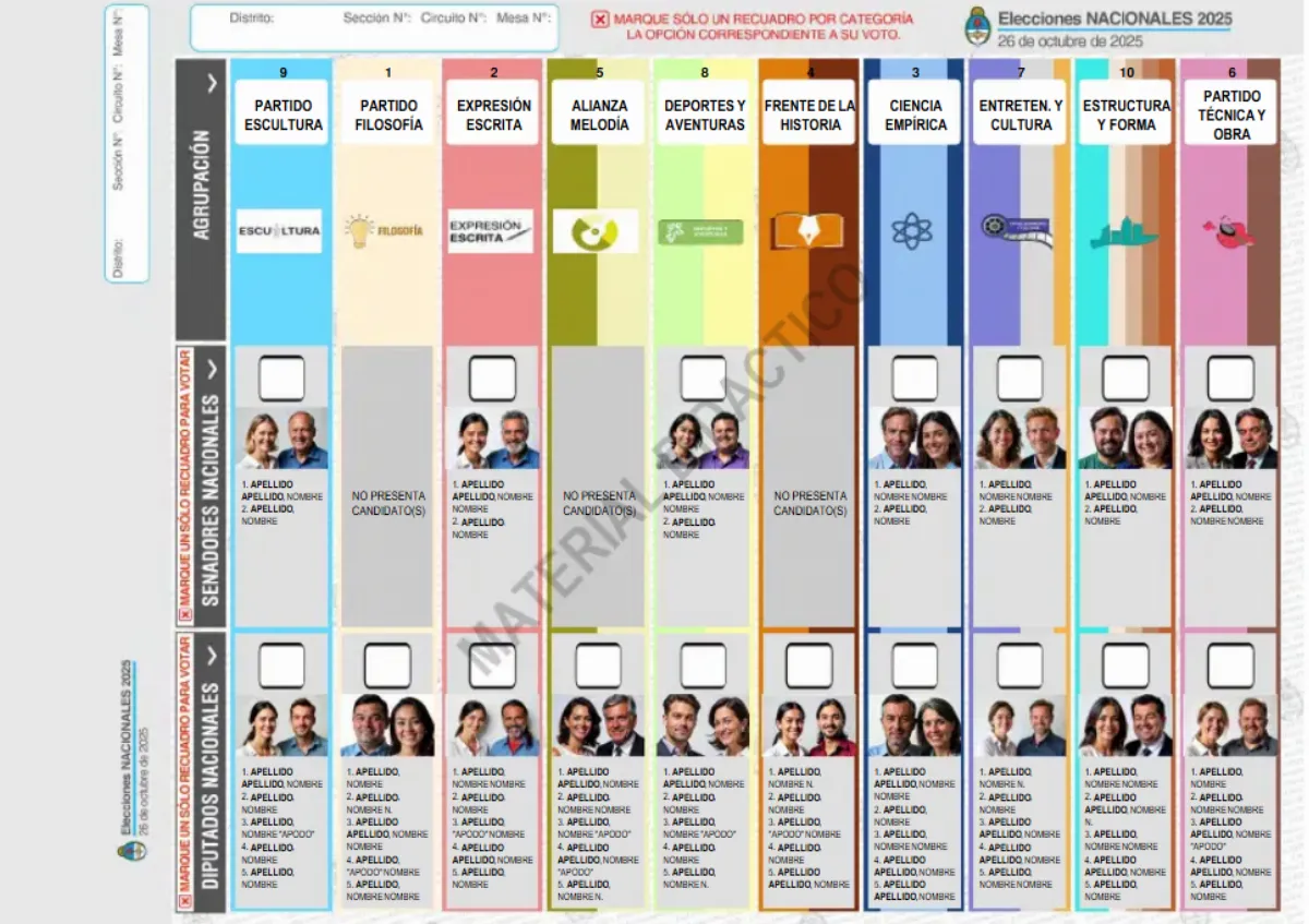 La Cámara Nacional Electoral aprobó los modelos para la boleta única de papel